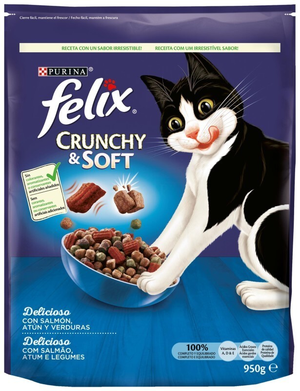Felix Alimento Gato Salmón Atún Verduras Bolsa 950 gr