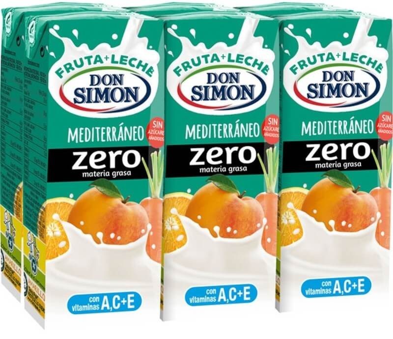 Don Simón Zumo Fruta + Leche Zero Sabor Mediterráneo Pack de 30 X 200 ml
