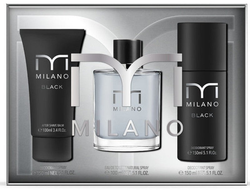 Milano Black Set de Perfume y Cuidado Masculino 3 Piezas