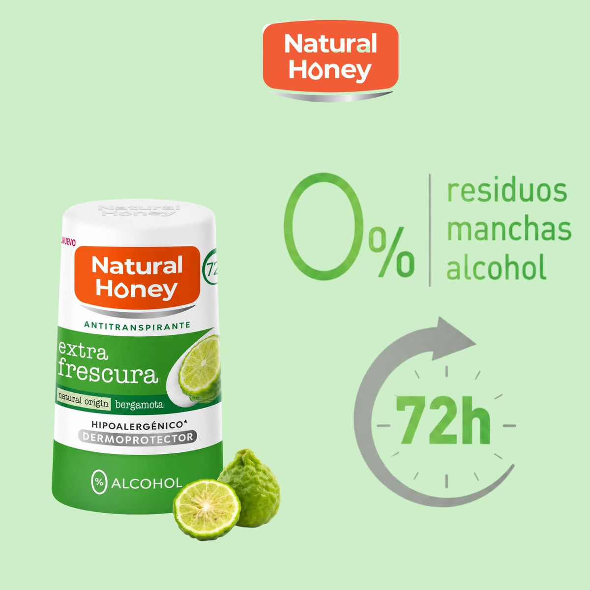 Natural Honey Extra Frescura Bergamota Antitranspirante Roll-On 50 ml