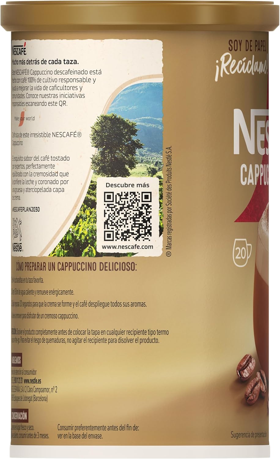 Nescafé Cappuccino Decaf Café Soluble 250G