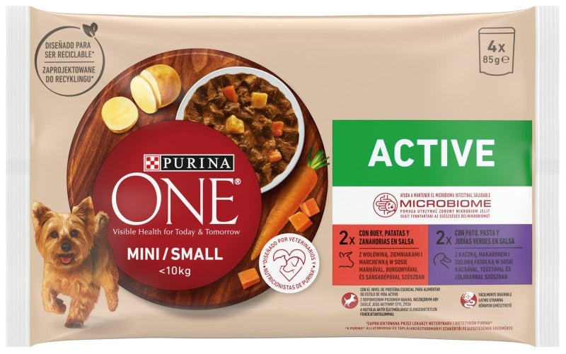 Purina ONE Mini Active Comida Húmeda para Perros 4x85G