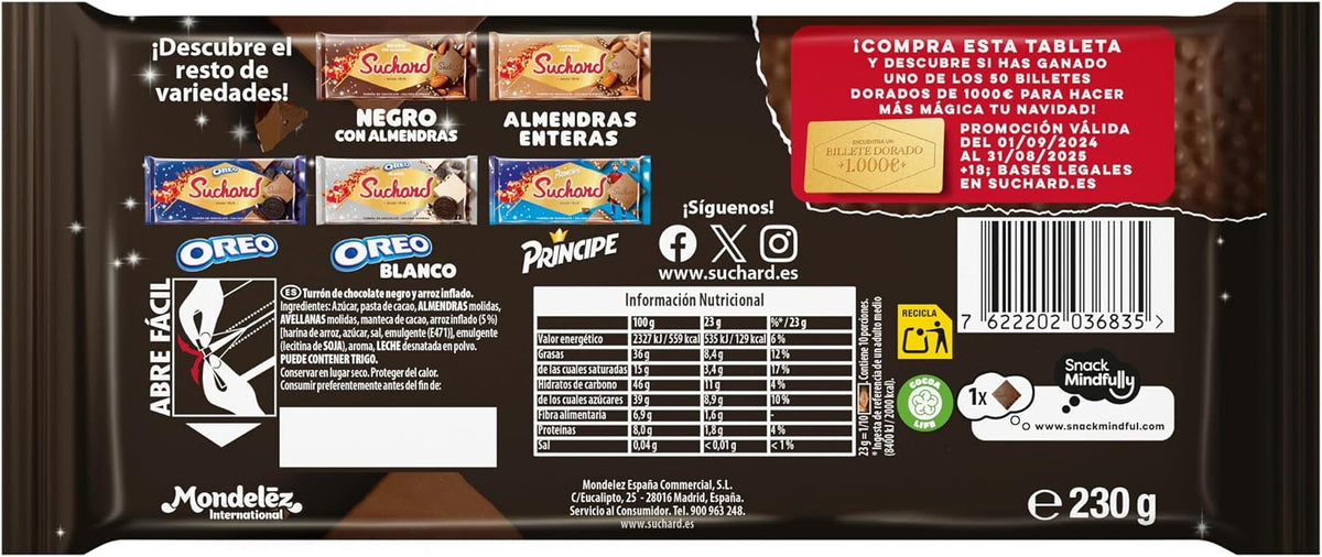 Suchard Turrón de Chocolate Negro 230G