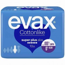 Evax Compresa Cottonlike Super Plus Con Alas 10 Unidades
