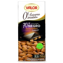 Valor 0% Azúcares 70% Chocolate Negro Almendras Enteras 150 Gr