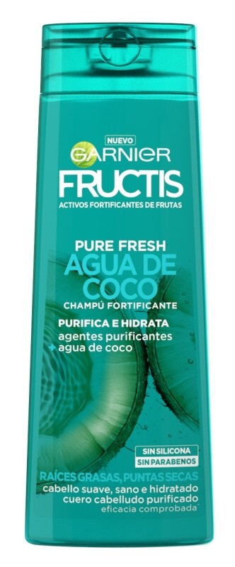 Garnier Fructis Champú Pure Strong RGPD Agua de Coco 360 ml