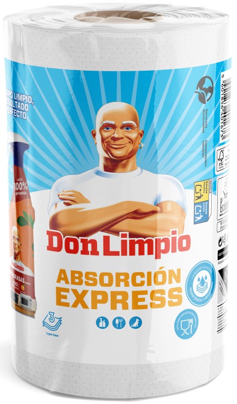 Rollo de papel de cocina Don Limpio Absorción Express triple capa 26,2 m