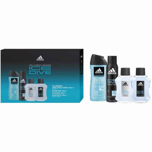 Adidas Estuche Ice Dive Man Vapo 100 Ml + Desodorante Spray 150 Ml + Gel De Baño 250 Ml + After Shave 100 Ml