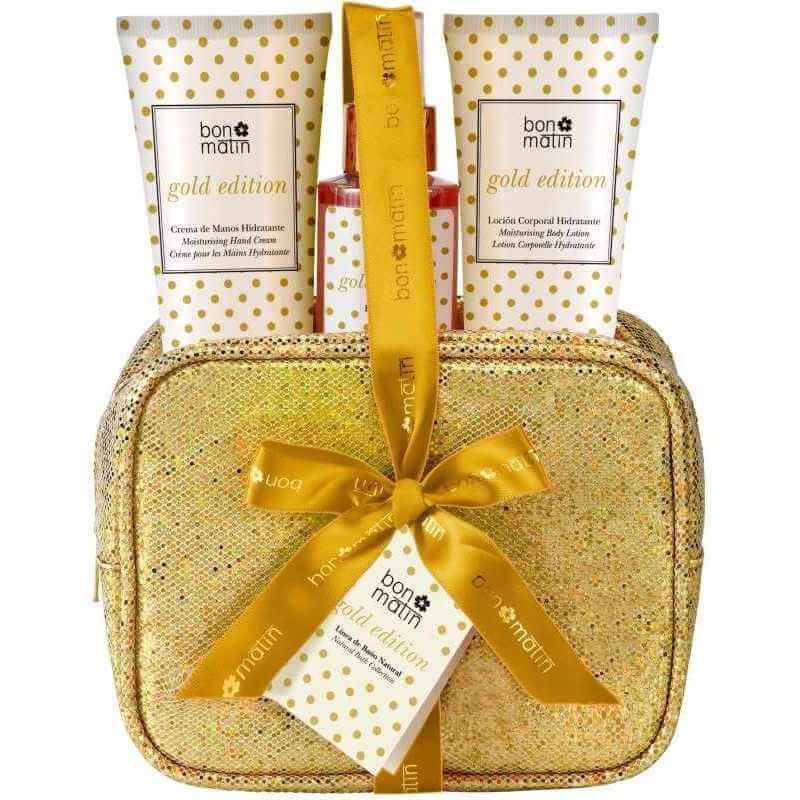 Bon Matin Cesta Baño Natural Neceser Dorado