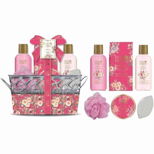 Bon Matin Cesta Baño Natural Metal Flor Bouquet