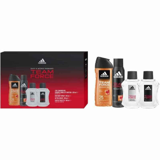 Adidas Estuche Team Force Vapo 100 Ml + Desodorante Spray 150 Ml + Gel De Baño 250 Ml + After Shave 100 Ml
