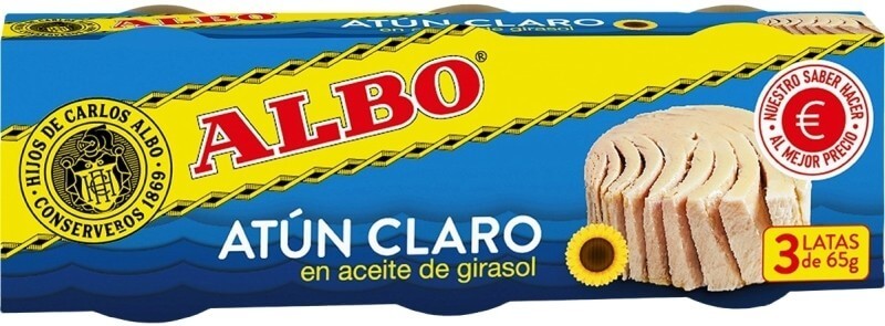Albo Atún Claro en Aceite de Girasol Pk 3 x 65 Gr