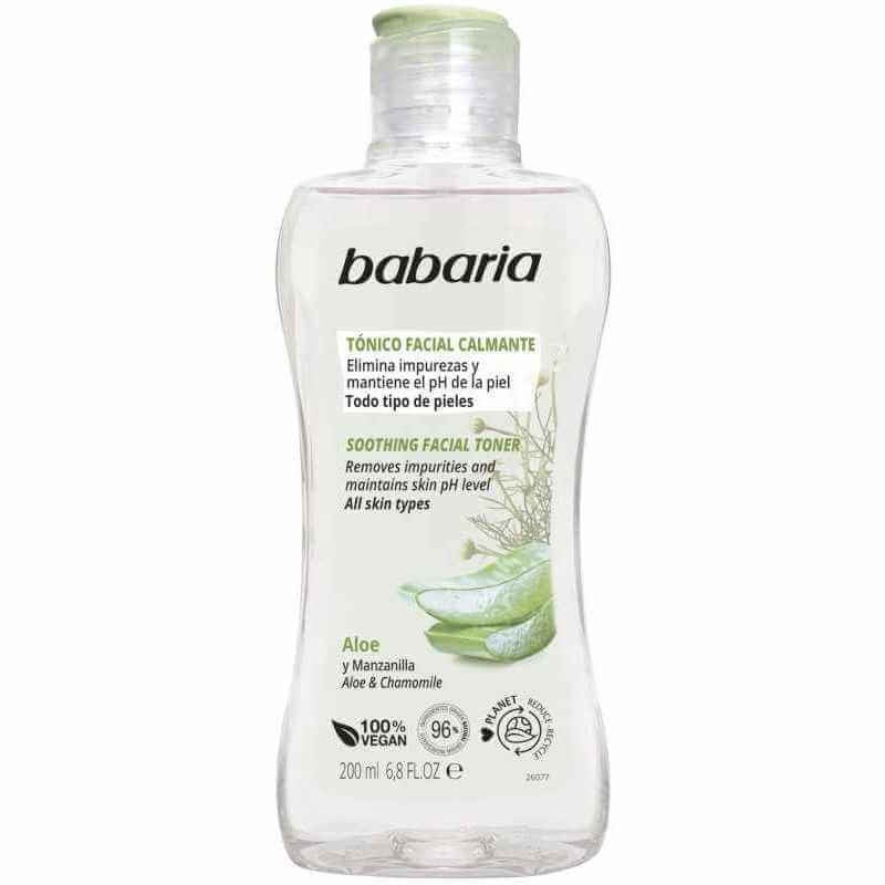 Babaria Tónico Facial Calmante Aloe y Manzanilla 200 ml – Limpieza Suave y Equilibrio Natural para tu Piel