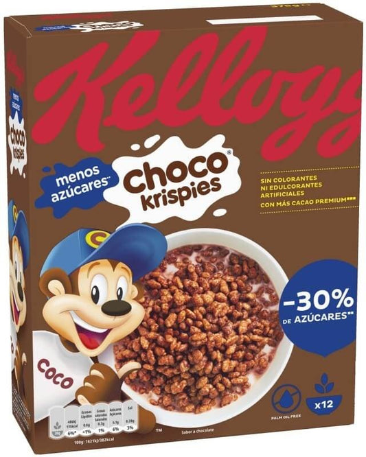 Kellogg's Cereales Choco Krispies Sin Colorantes Con Más Cacao Premium - 30% de Azúcares 375 Gr