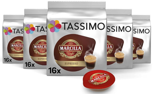 Tassimo Marcilla Café Espresso Pack 80 Cápsulas - Intensidad y Sabor en Cada Taza