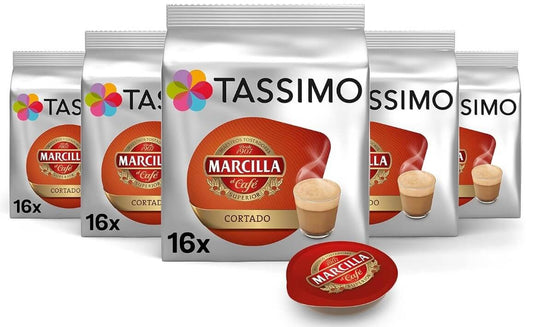 Tassimo Marcilla Café Cortado Pack 80 Cápsulas - Café Suave y Cremoso en un Solo Toque