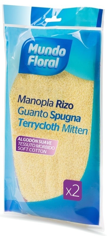 Mundo Floral Manopla Rizo de Algodón Suave 2U – Cuidado Corporal con Máxima Suavidad