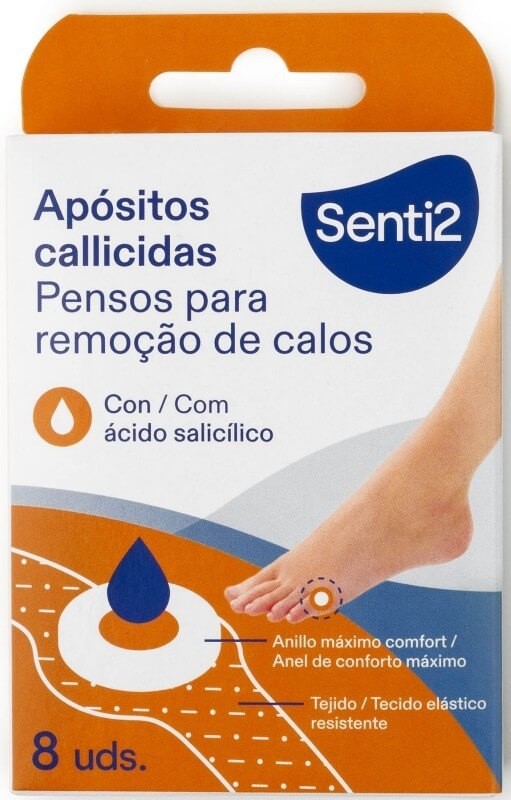 Senti2 Apósitos Callicidas con Ácido Salicílico 8 uds - Elimina Callos con Máximo Confort