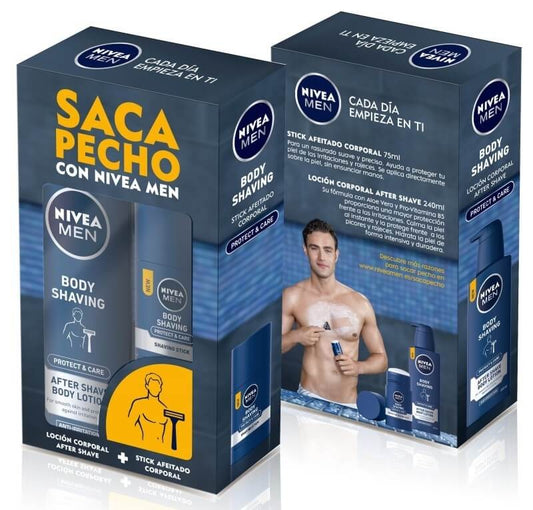 Nivea Men Body Shaving Pack Afeitado Corporal + After Shave 75ml + 240ml – Protección Total y Confort Diario para Tu Piel