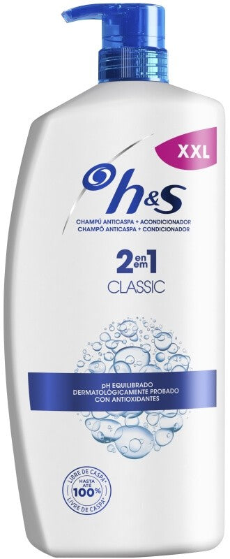 H&S Champú Anticaspa + Acondicionador 2en1 Classic XXL 1L – Cabello Limpio, Suave y Libre de Caspa