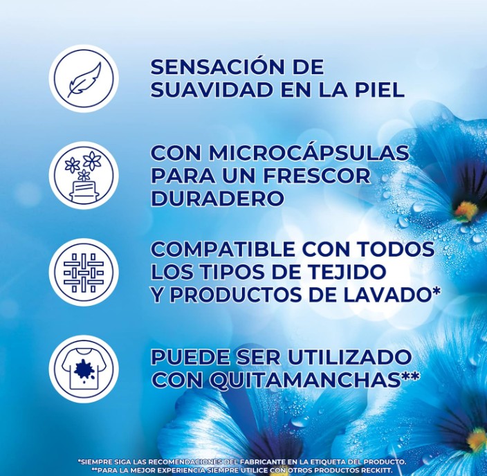 Flor Suavizante Azul Pack de 10 para Ropa 590 Lavados - Frescor y Suavidad en Cada Lavado