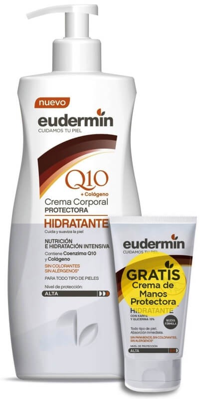 Eudermin Hidratante Crema Corporal Protectora Q10 Colágeno 400 Ml + Crema de Manos