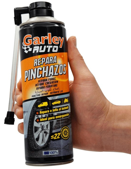 GARLEY Repara Pinchazos Coche 500 ml - Reparación Rápida y Eficaz en Carretera