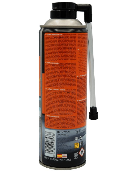 GARLEY Repara Pinchazos Coche 500 ml - Reparación Rápida y Eficaz en Carretera