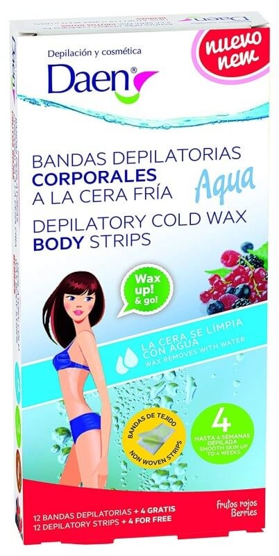 Daen Bandas Depilatorias Corporales Cera Fría Aqua 16 Und