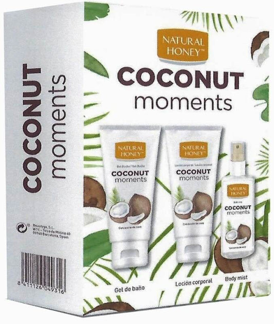 Natural Honey Coconut Moments Pack – Gel de Baño + Loción Corporal + Body Mist con Aroma Tropical
