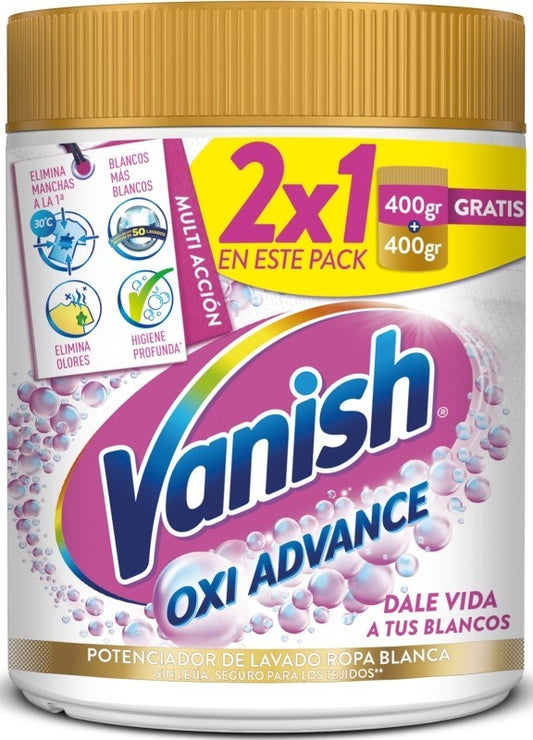 Vanish Oxi Advance Potenciador de Lavado Ropa Blanca 2x400 g
