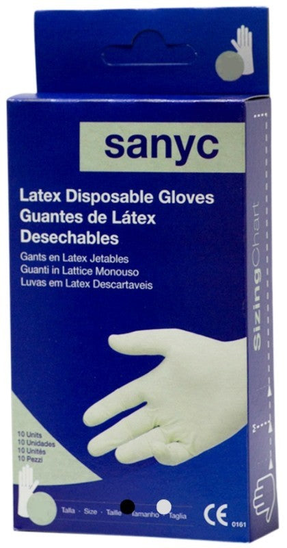 Sanyc Guantes de Látex Desechables Talla M 10U con Polvo – Protección, Higiene y Comodidad para tus Manos