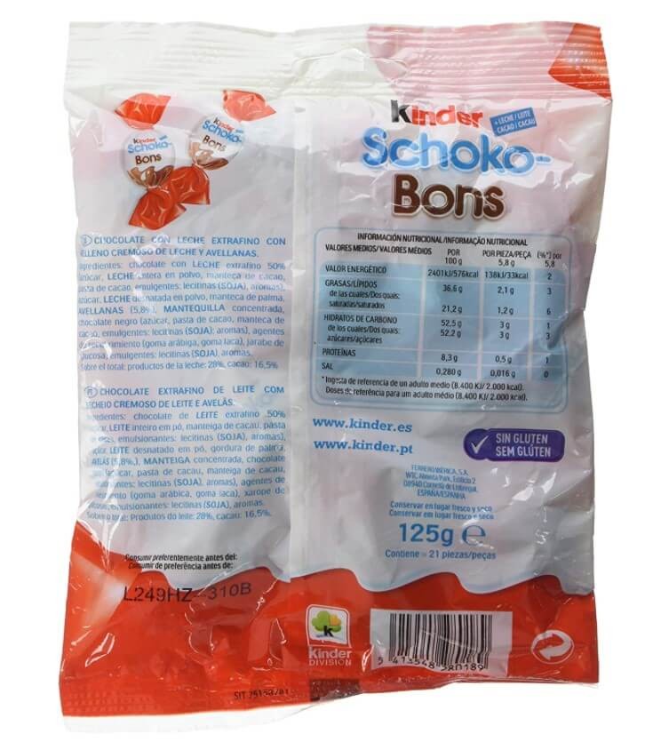 Kinder Schoko-Bons 125 gr (Pack 16 Unidades)