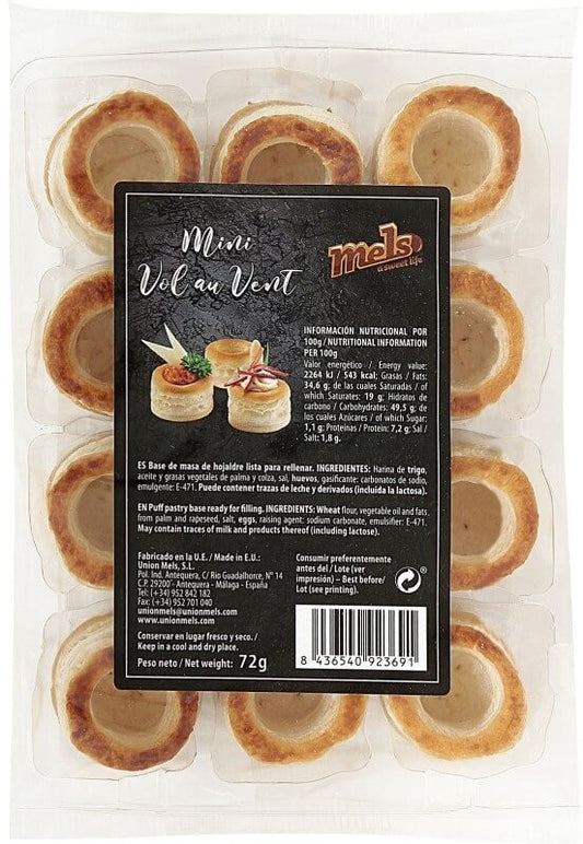 Mels Mini Vol-au-vent 72G (12 unidades) – Bases Hojaldradas para Tus Creaciones