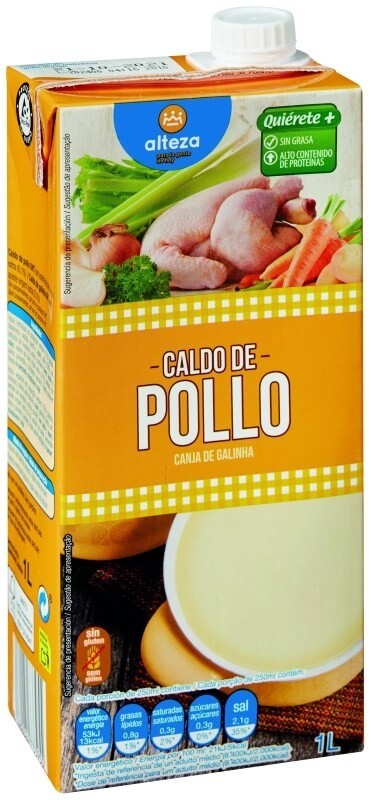 Alteza Caldo de Pollo 1 L – Sabor Casero y Natural, Sin Gluten y Bajo en Grasa