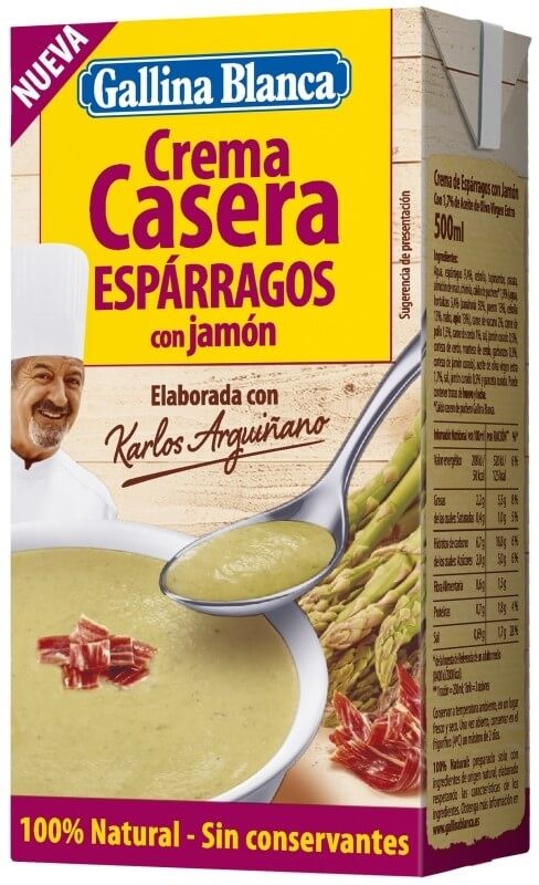 Gallina Blanca Crema Casera de Espárragos con Jamón 500 ml – Sabor Auténtico y Natural en Cada Cucharada