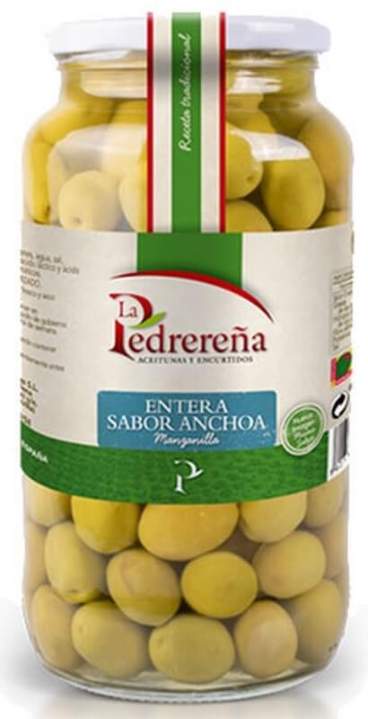La Pedrereña Aceituna Manzanilla Sabor Anchoa 550 g – El Clásico de Siempre con el Auténtico Sabor Tradicional