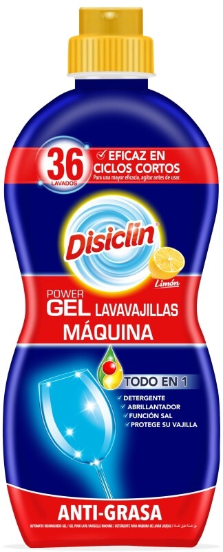 Disiclín Power Gel Lavavajillas Máquina Limón 720 ml 36D