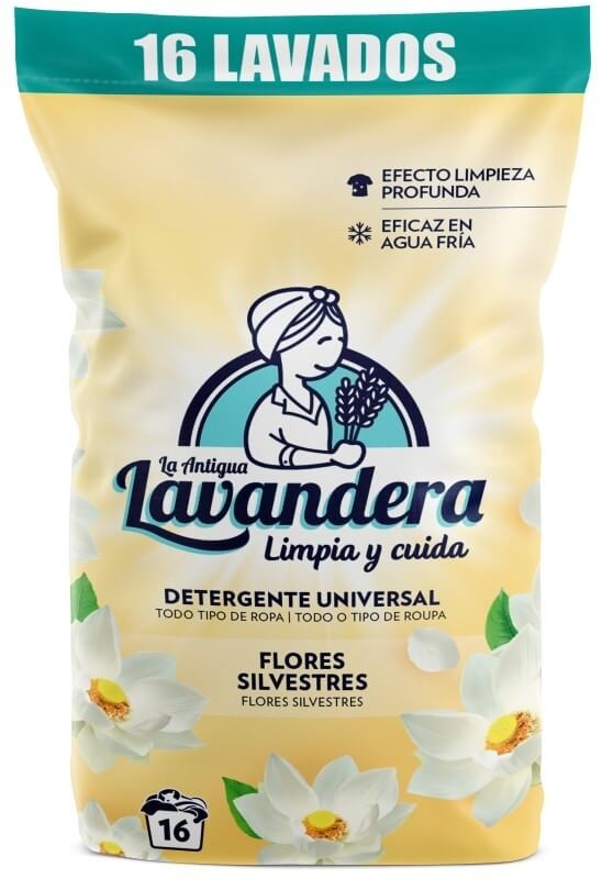 Lavandera Detergente en Polvo Universal Flores Silvestres - 16 Lavados con Fragancia Duradera