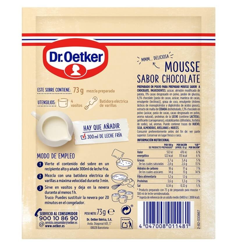 Dr. Oetker Mousse Sabor Chocolate 73 gr