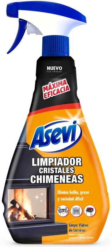 Asevi Limpiador Cristales Chimeneas 650 ml – Máxima Eficacia Contra Hollín, Grasa y Suciedad Incrustada