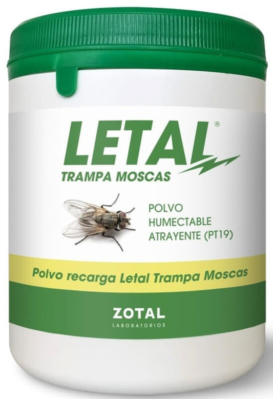 Zotal Letal Trampa Moscas Recarga 4x20 g – Polvo Atrayente Humectable para Control Eficaz de Moscas