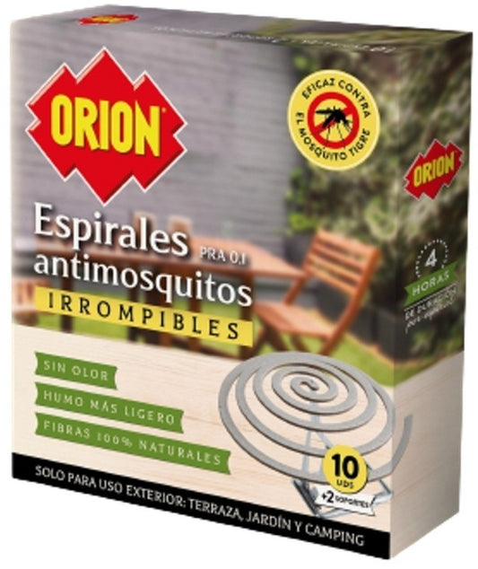 Orion Espirales Antimosquitos Irrompibles 10U – Protección Eficaz en Terraza, Jardín y Camping