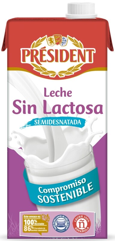 Président Leche Sin Lactose Semidesnatada Pk 6 x 1 L