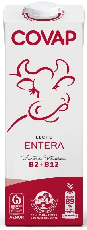 Covap Leche Entera Vitaminas B2 + B12 Pk 6 x 1 L