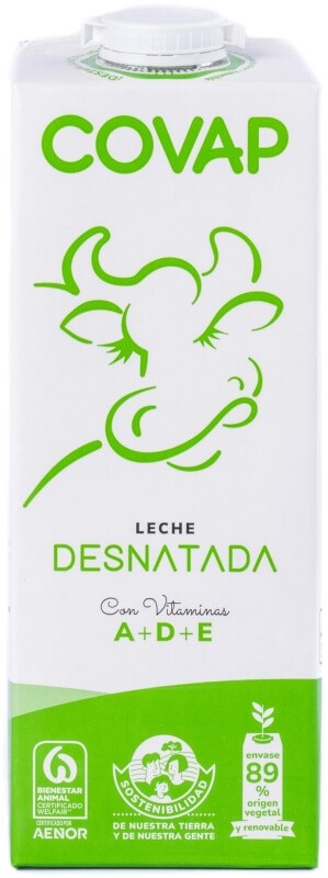 Covap Leche Desnatada Vitaminas A + D + E Pk 6 x 1 L