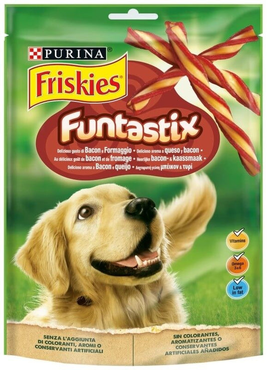 Purina Friskies Funtastix Snacks para Perros 175 g – Premios Deliciosos con Sabor Bacon y Queso