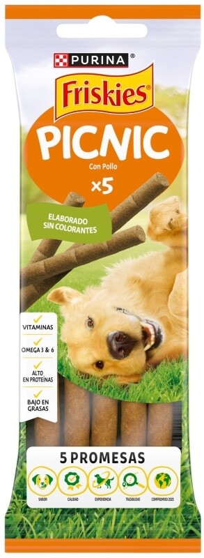 Purina Friskies Picnic con Pollo 5 Sticks – Snack Saludable y Sabroso para Perros Felices