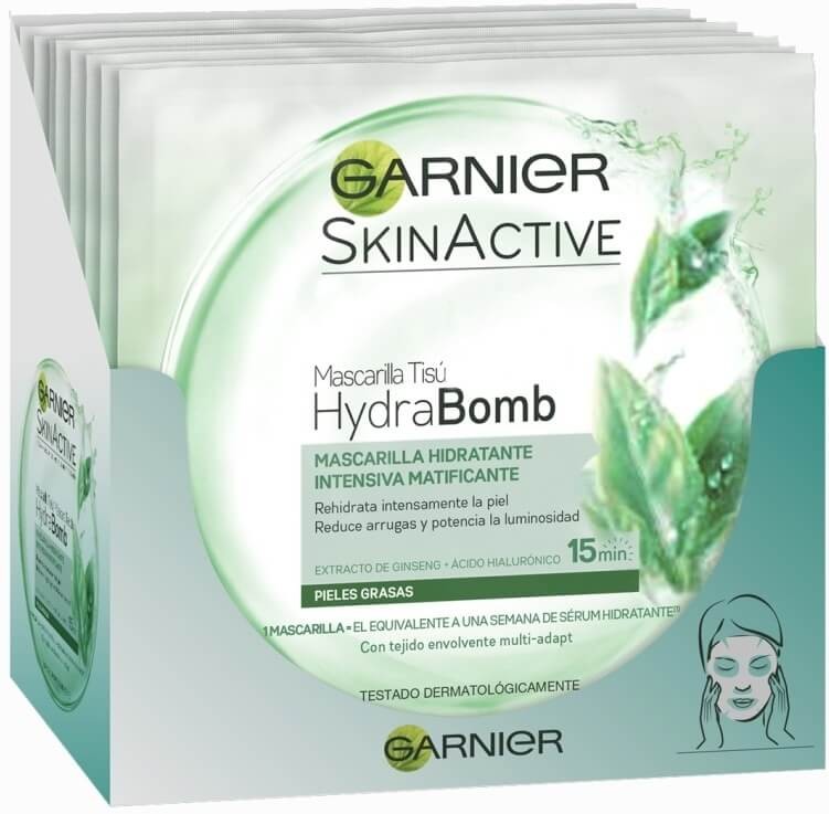 Garnier SkinActive Mascarilla Tisú Hydra Bomb Pieles Grasas - Hidratación y Matificación en Solo 15 Minutos