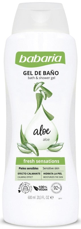 Babaria Gel de Baño Aloe Vera 600 ml – Hidratación Natural y Frescor Diario para Pieles Sensibles